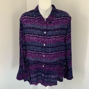 Habitat Purple and Blue Abstract Print Button Down Blouse Sz. S